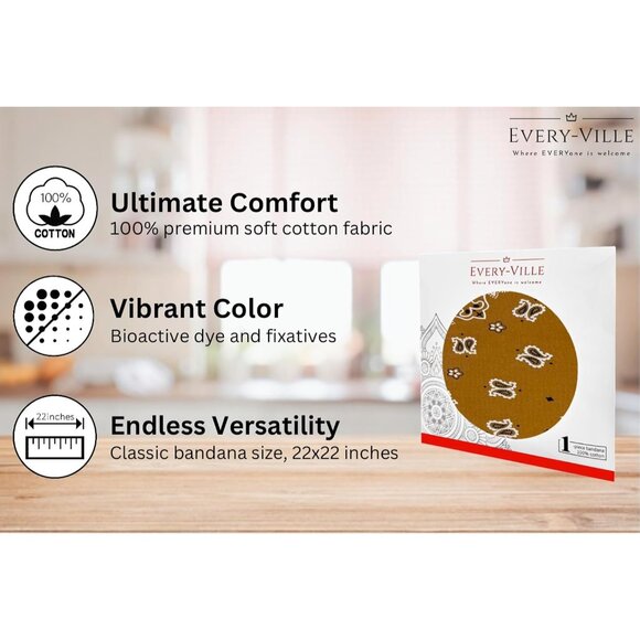 Women's Brown Cotton Bandana Large Cowgirl Imported Handkerchief Headband Scarf - Picture 2 of 7